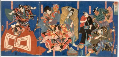 Secchi di buoni auguri anno dopo anno: la gloria ereditata del clan Ichikawa, periodo Edo, c.1850 da Utagawa Kunisada